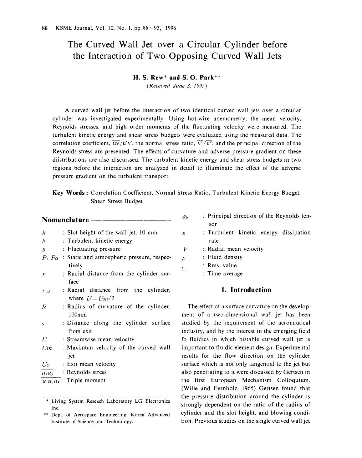 The curved wall jet over a circular cylinder before the interaction of two opposing curved wall jets by Unknown