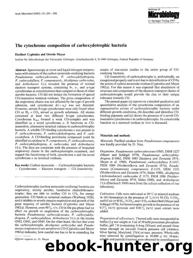 The cytochrome composition of carboxydotrophic bacteria by Unknown