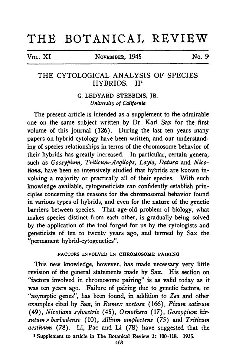The cytological analysis of species hybrids. II by Unknown