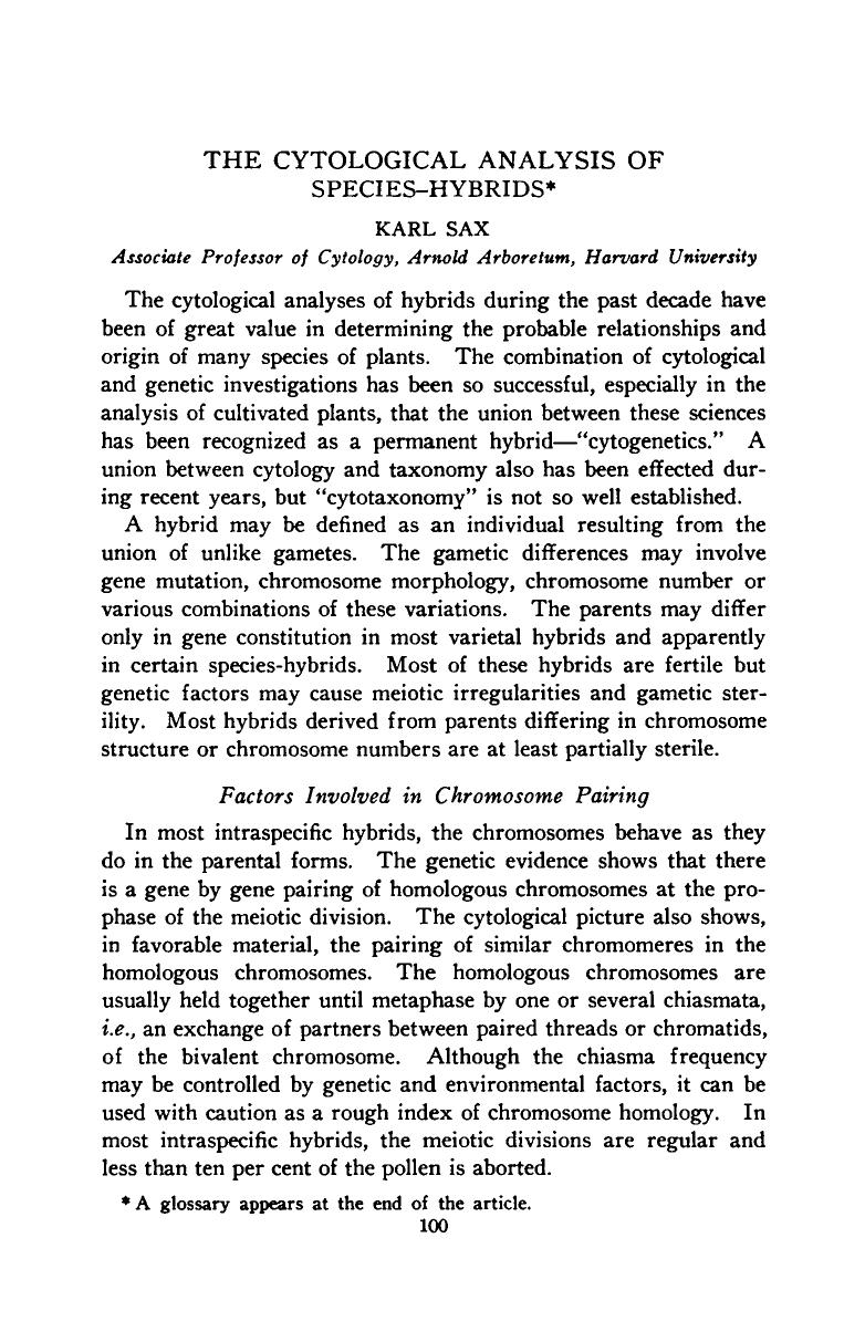 The cytological analysis of species-hybrids by Unknown