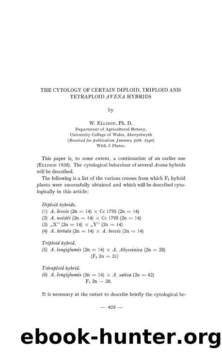 The cytology of certain diploid, triploid and tetraploid <Emphasis Type="Italic">Avena <Emphasis> hybrids by Unknown