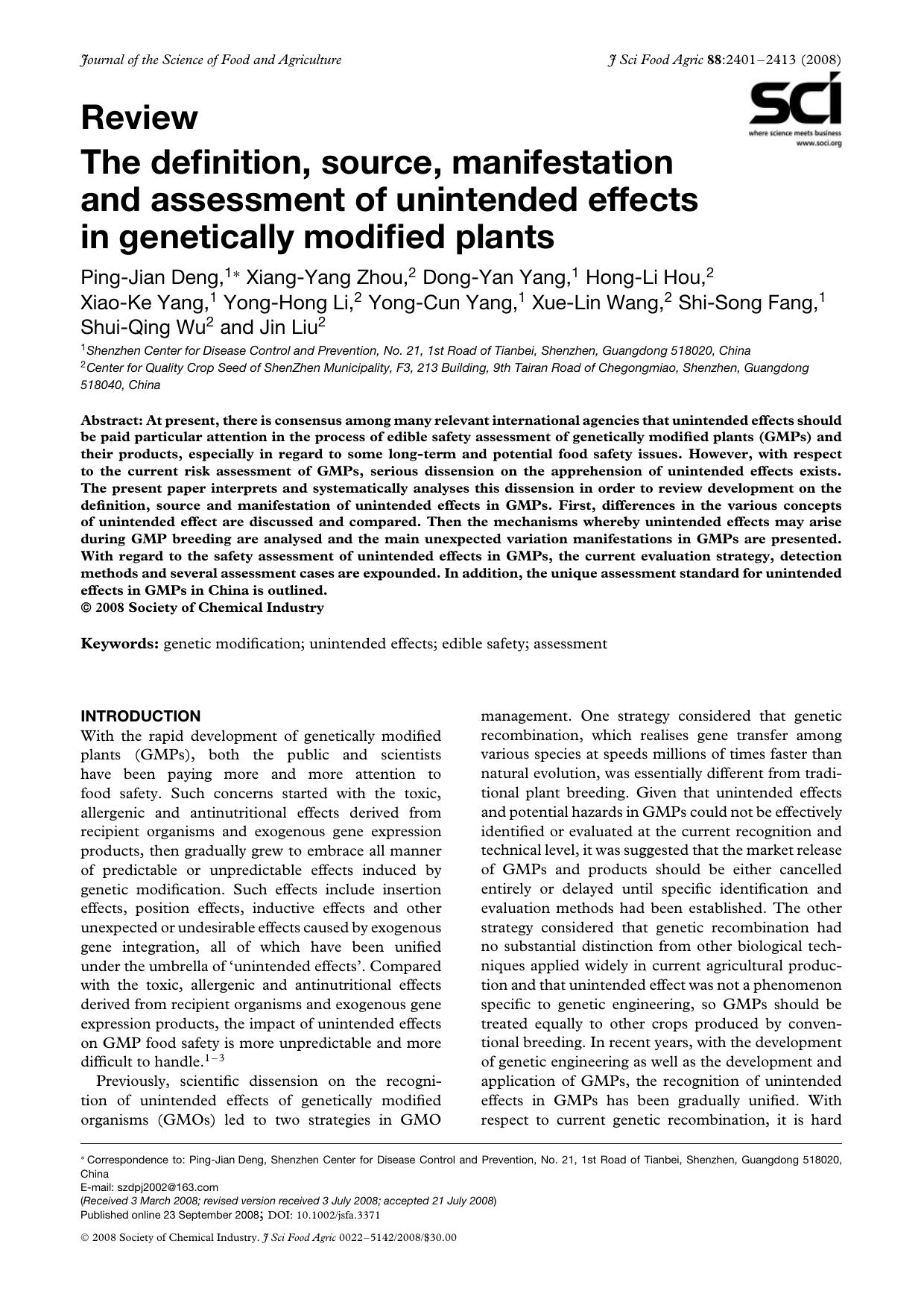 The definition, source, manifestation and assessment of unintended effects in genetically modified plants by Unknown