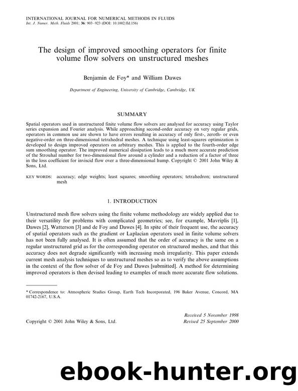 The design of improved smoothing operators for finite volume flow solvers on unstructured meshes by Unknown