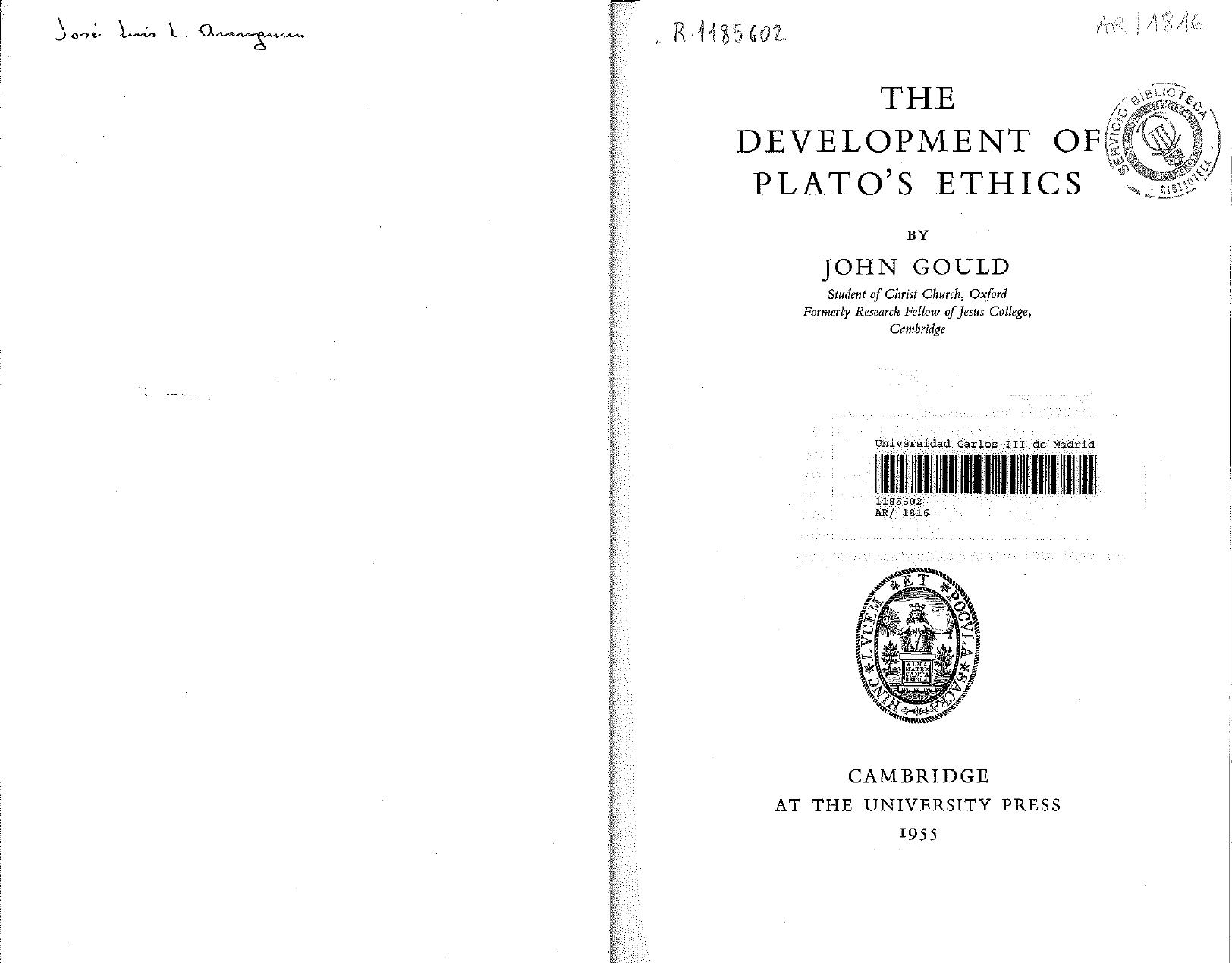 The development of Plato's ethics by John Gould