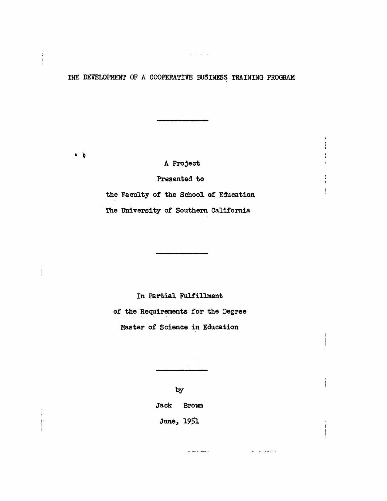 The development of a cooperative business training program by Brown Jack