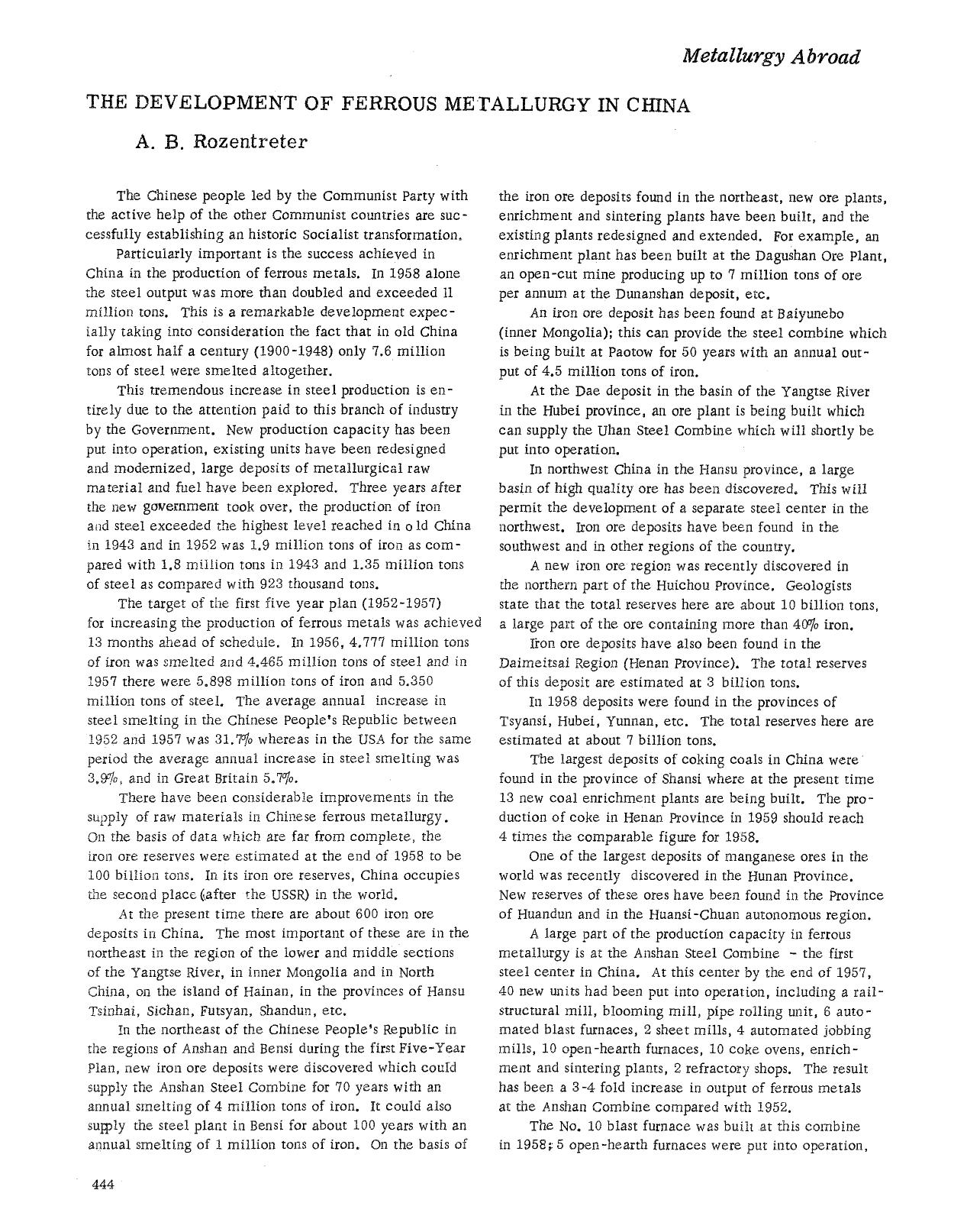 The development of ferrous metallurgy in China by Unknown