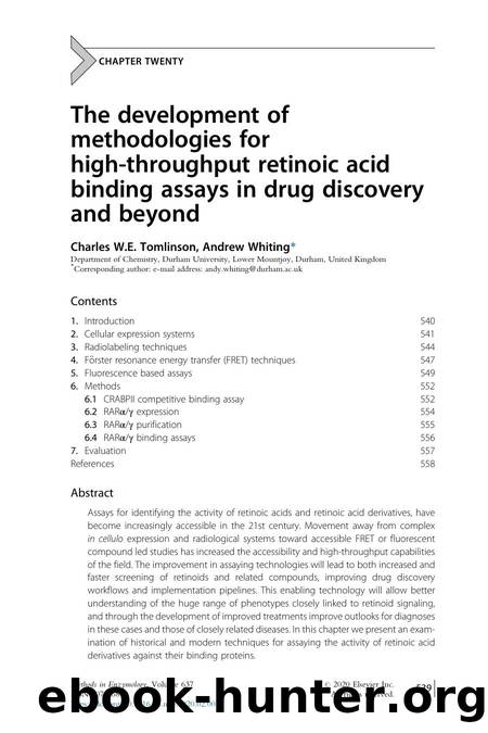 The development of methodologies for high-throughput retinoic acid binding assays in drug discovery and beyond by Charles W.E. Tomlinson & Andrew Whiting