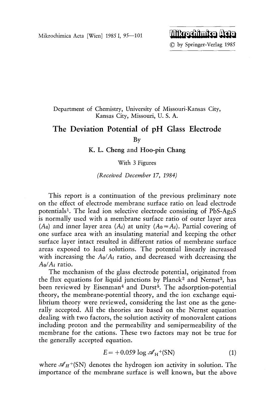The deviation potential of pH glass electrode by Unknown