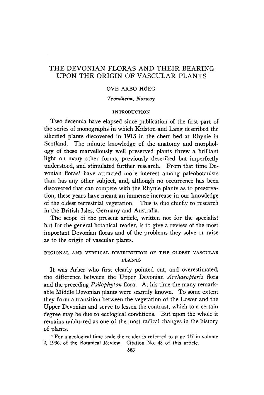The devonian floras and their bearing upon the origin of vascular plants by Unknown