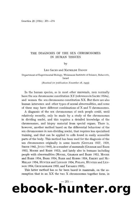The diagnosis of the sex chromosomes in human tissues by Unknown