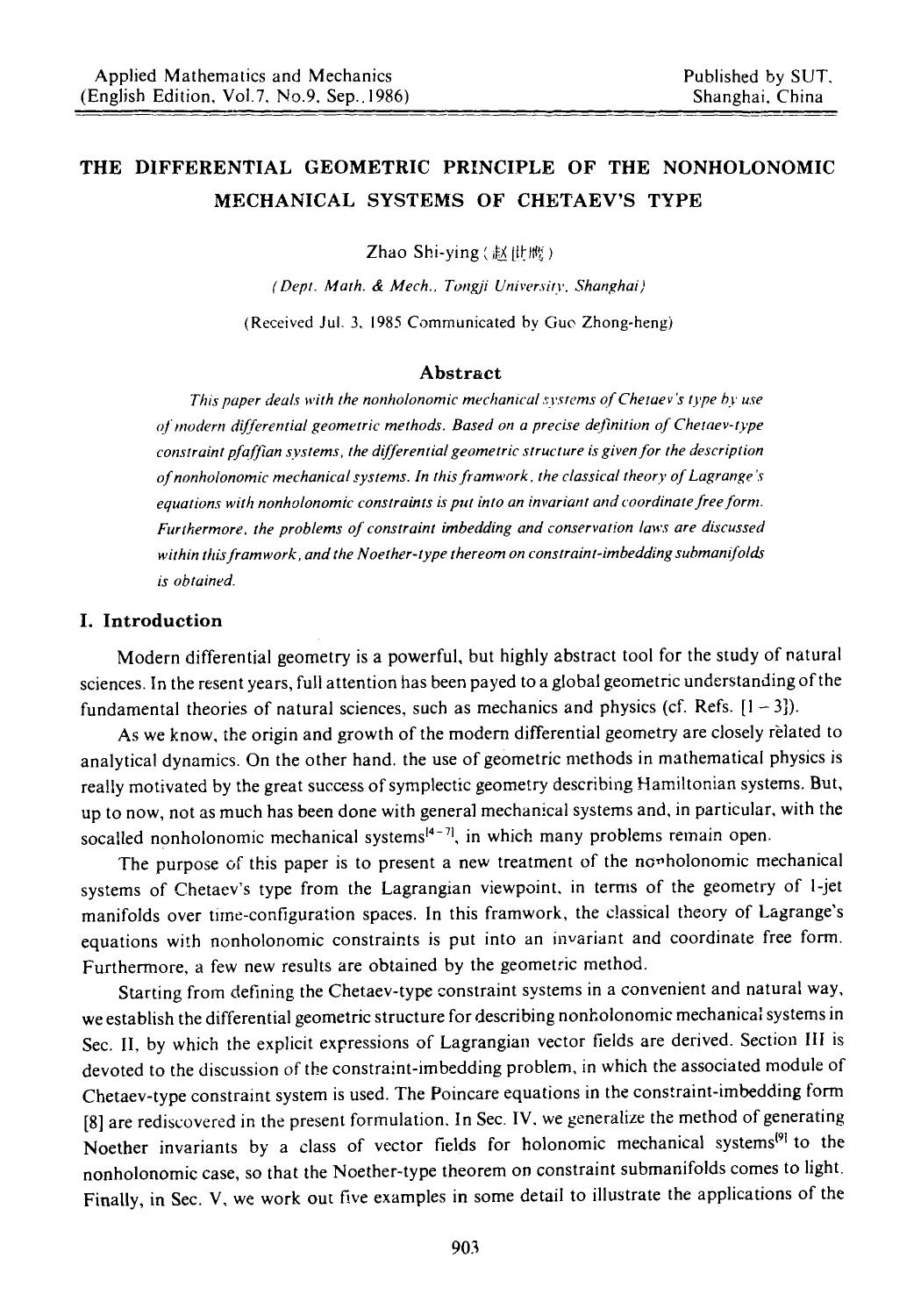 The differential geometric principle of the nonholonomic mechanical systems of Chetaev's type by Unknown