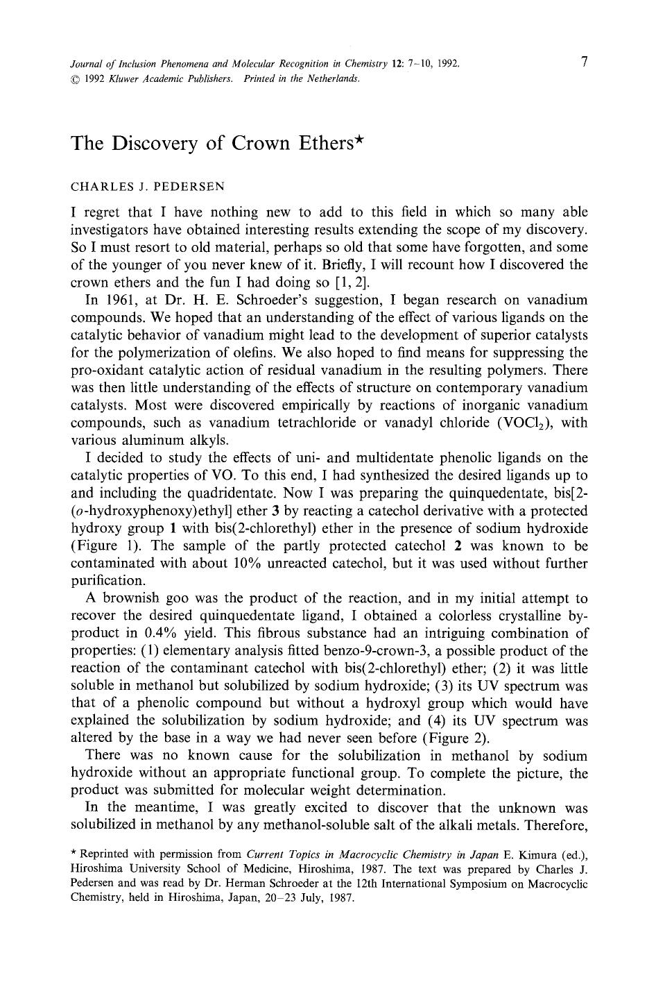 The discovery of crown ethers by Unknown