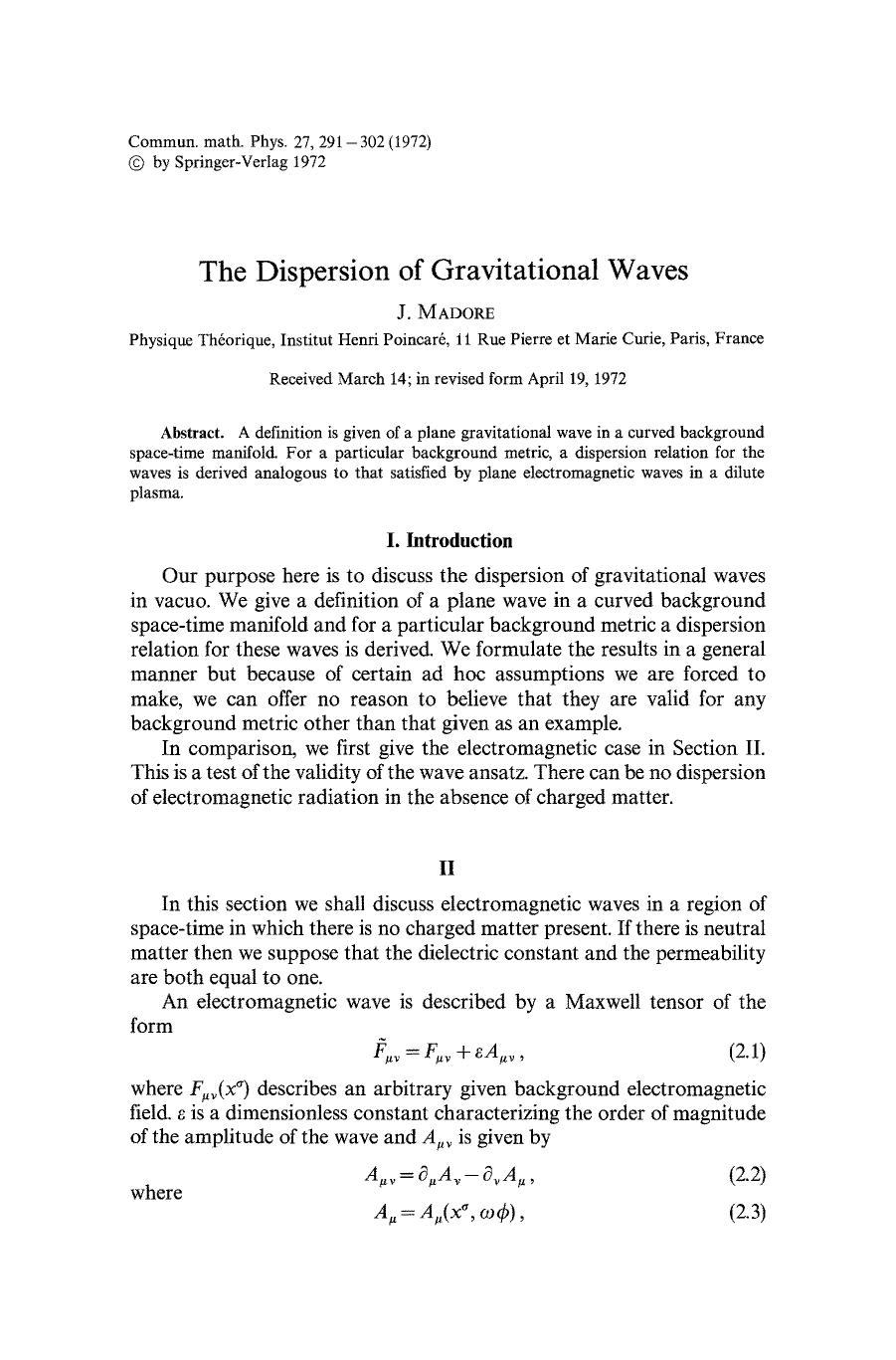 The dispersion of gravitational waves by Unknown