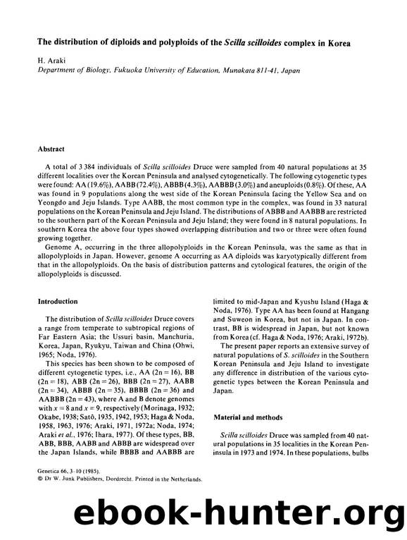 The distribution of diploids and polyploids of the  <Emphasis Type="Italic">Scilla scilloides <Emphasis> complex in Korea by Unknown