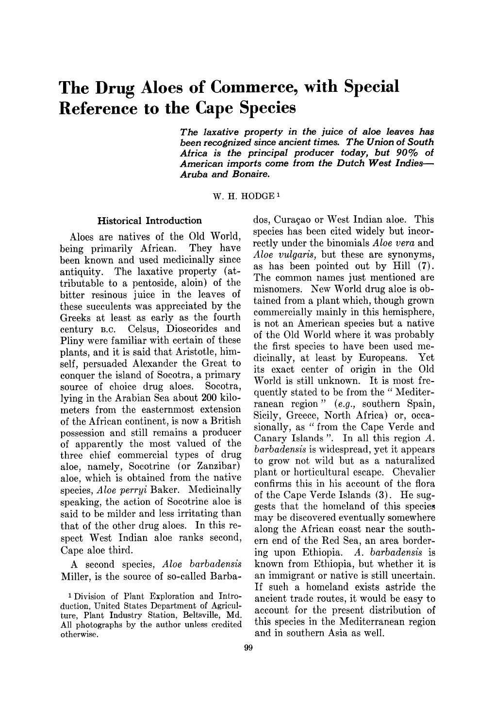 The drug aloes of commerce, with special reference to the cape species by Unknown