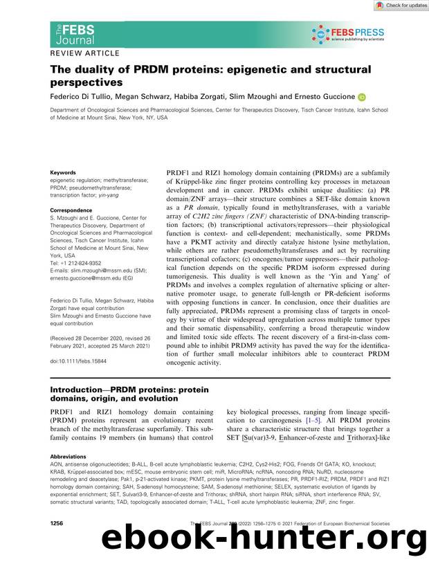 The duality of PRDM proteins: epigenetic and structural perspectives by Unknown