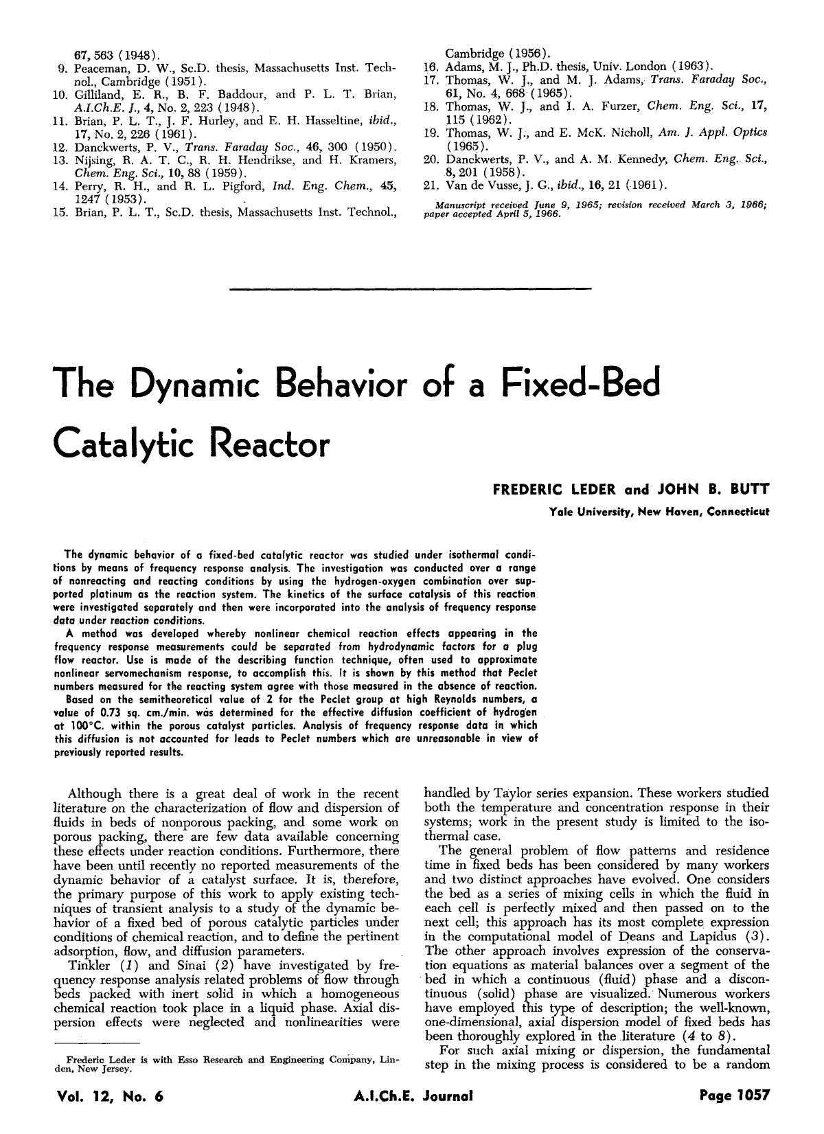The dynamic behavior of a fixed-bed catalytic reactor by Unknown