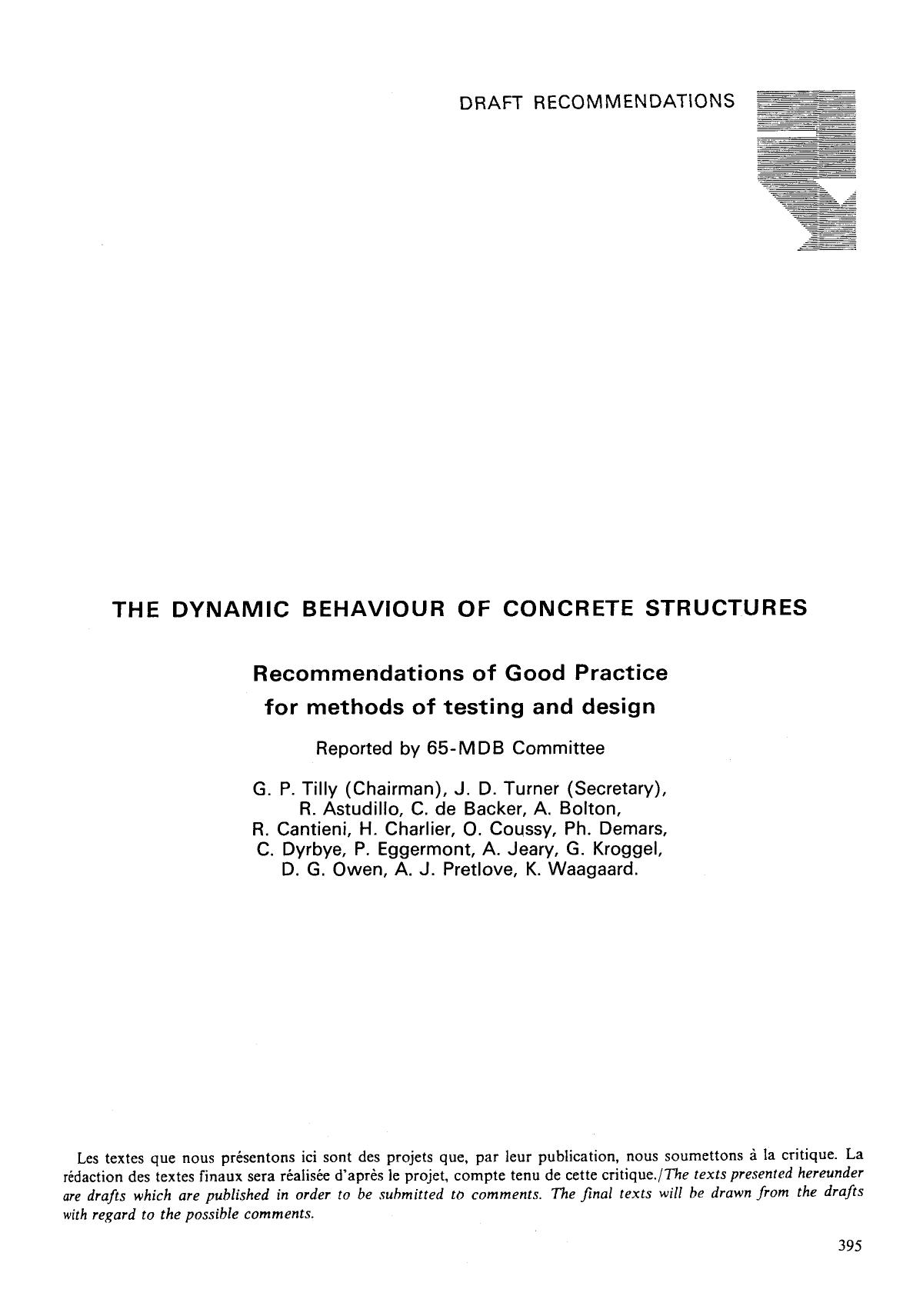 The dynamic behaviour of concrete structures by Unknown
