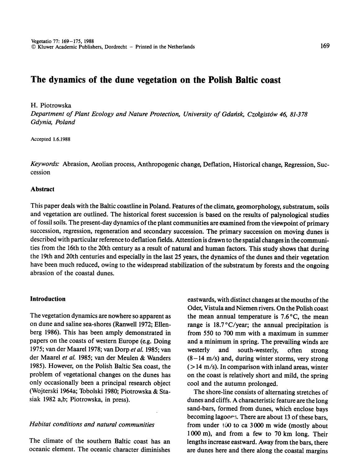 The dynamics of the dune vegetation on the Polish Baltic coast by Unknown