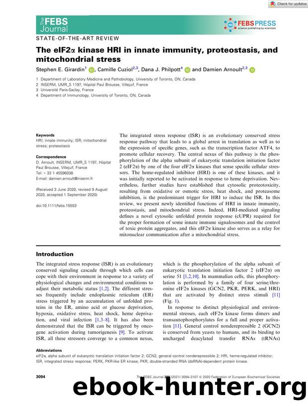 The eIF2Î± kinase HRI in innate immunity, proteostasis, and mitochondrial stress by Unknown