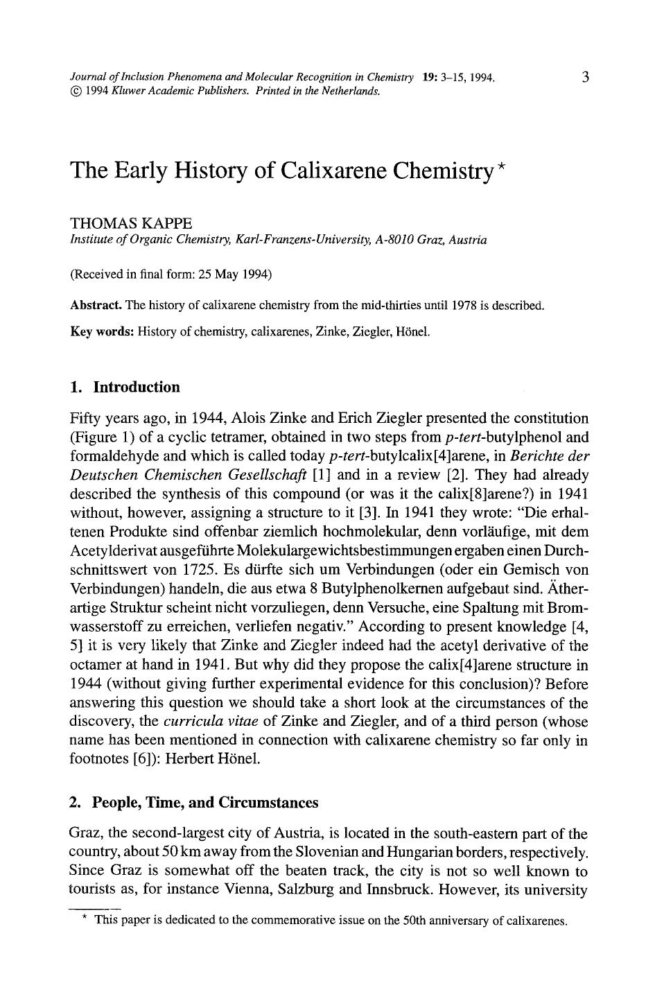 The early history of calixarene chemistry by Unknown