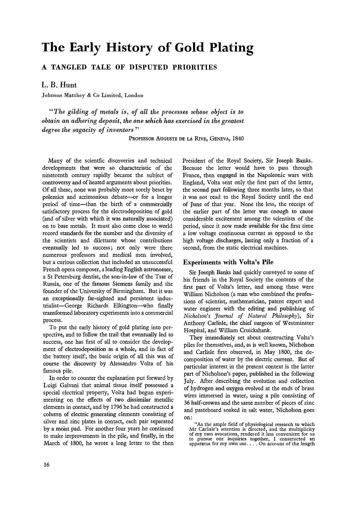 The early history of gold plating by Unknown