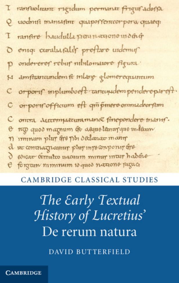 The early textual history of Lucretius' "De rerum natura" by Butterfield David James