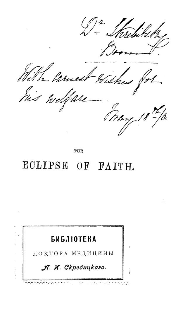 The eclipse of faith by 1855