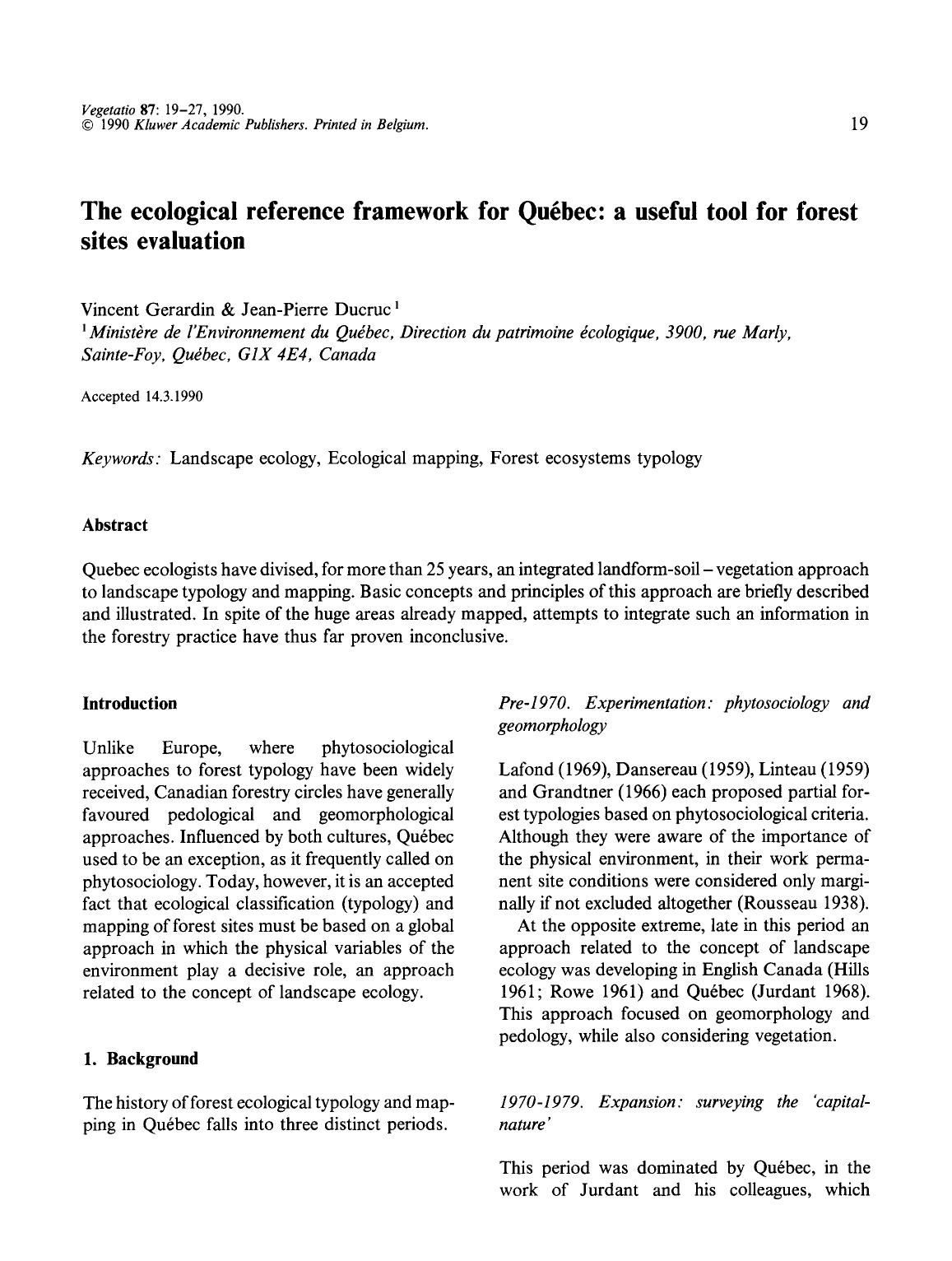 The ecological reference framework for Québec: a useful tool for forest sites evaluation by Unknown