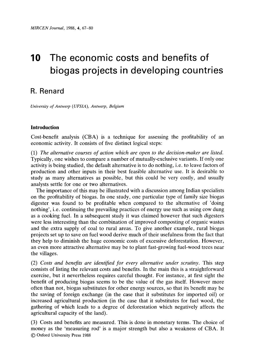 The economic costs and benefits of biogas projects in developing countries by Unknown