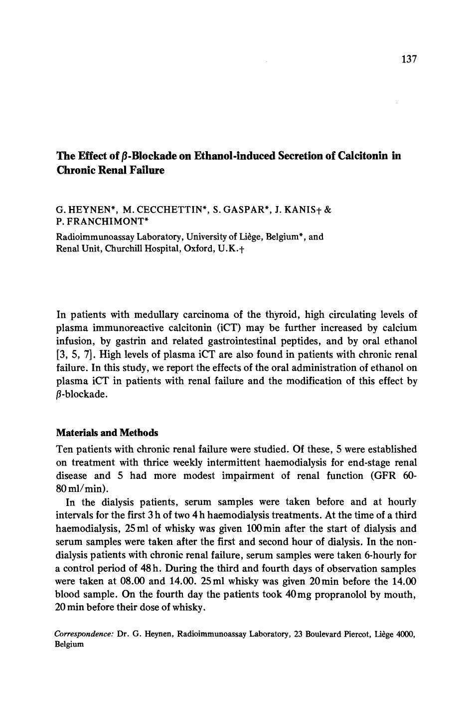 The effect of <Emphasis Type="Italic">β <Emphasis>-blockade on ethanol-induced secretion of calcitonin in chronic renal failure by Unknown