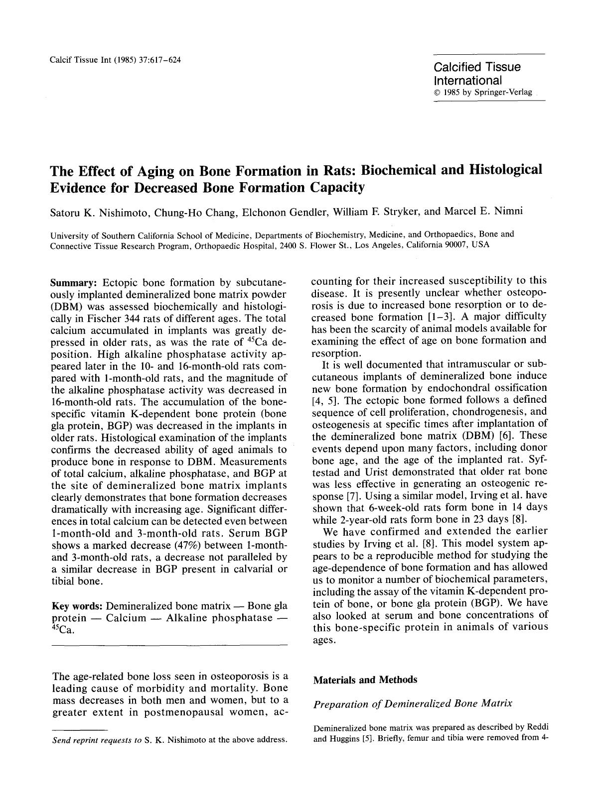 The effect of aging on bone formation in rats: Biochemical and histological evidence for decreased bone formation capacity by Unknown