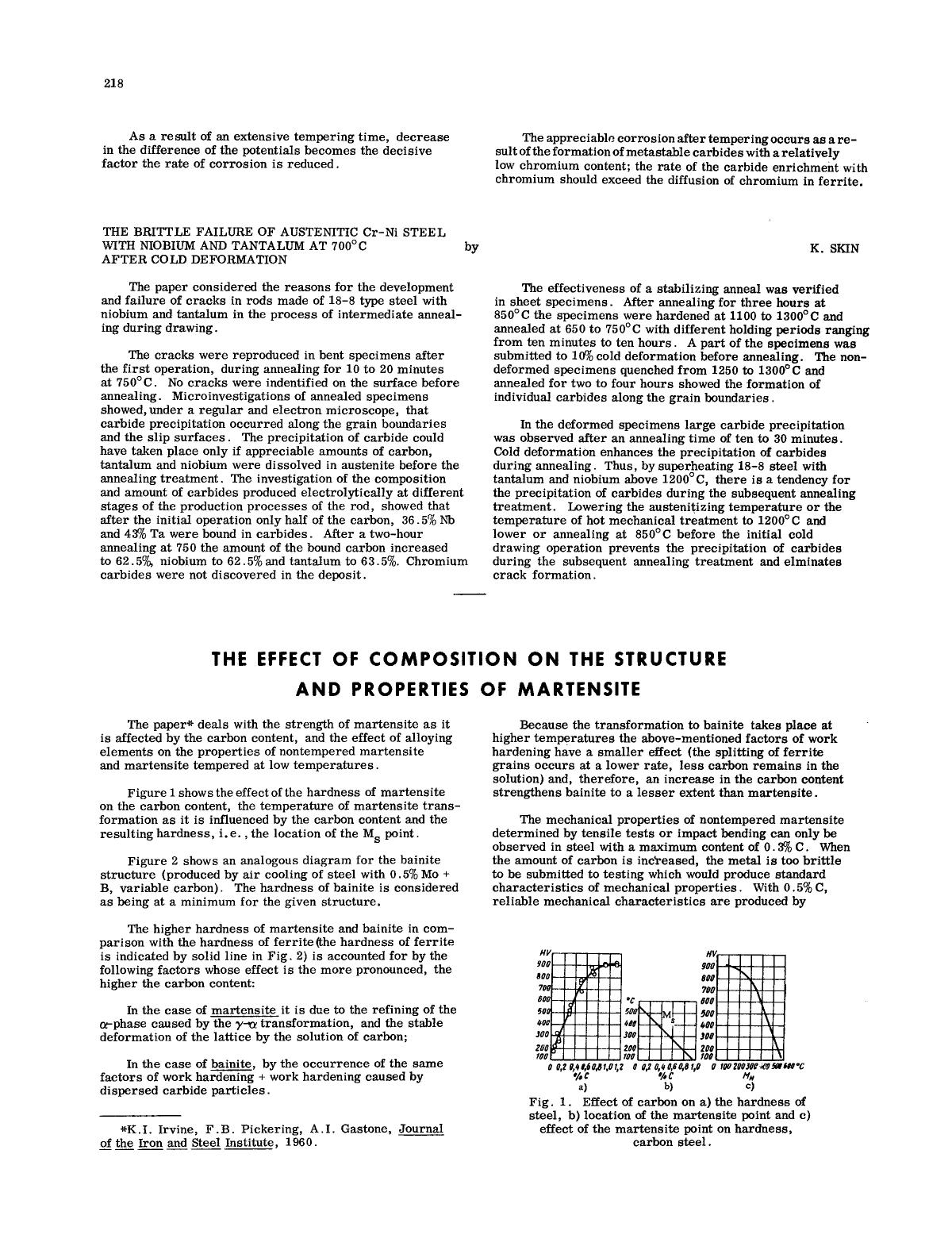 The effect of composition on the structure and properties of martensite by Unknown