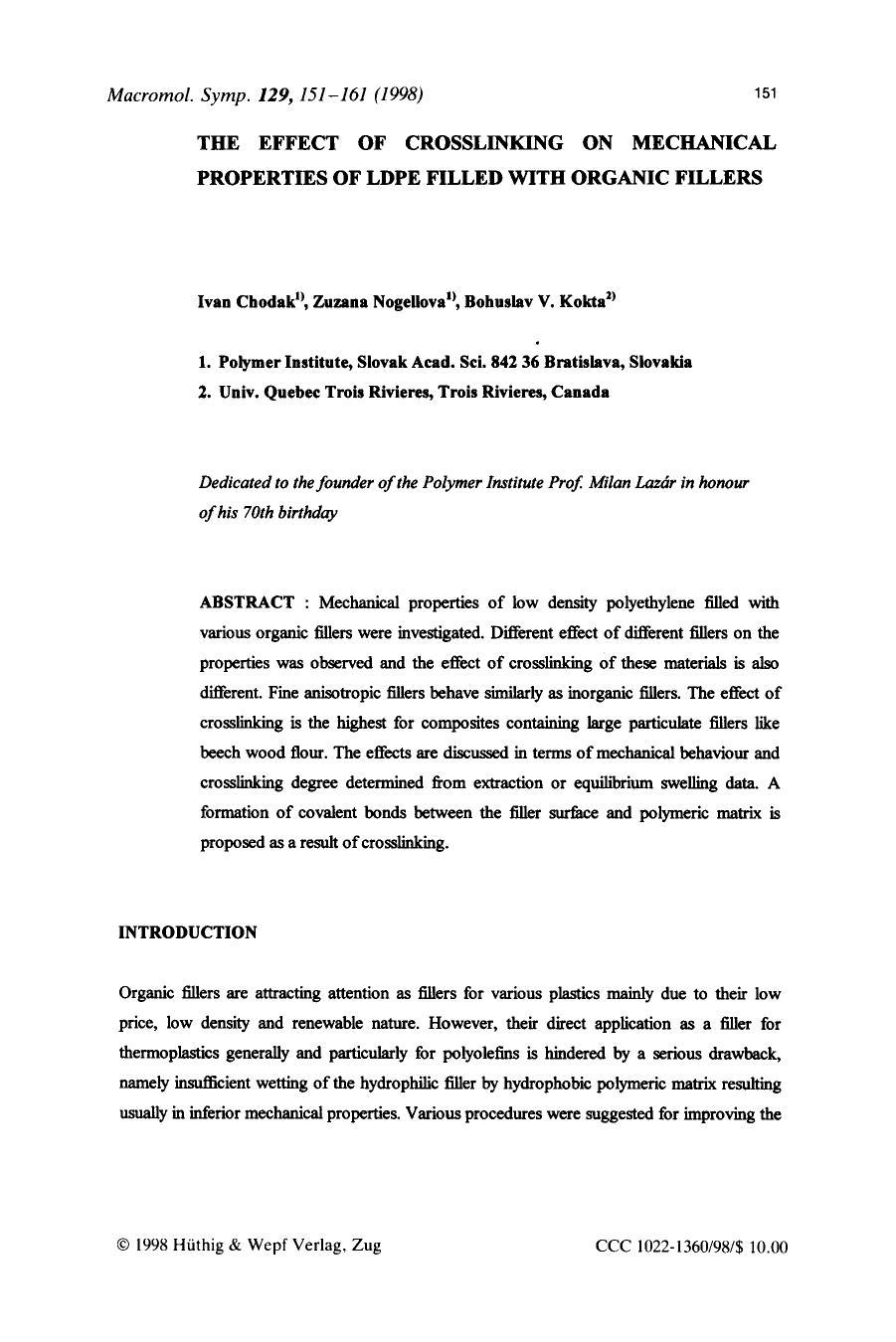 The effect of crosslinking on mechanical properties of ldpe filled with organic fillers by Unknown