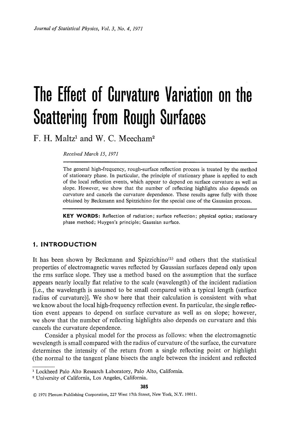 The effect of curvature variation on the scattering from rough surfaces by Unknown