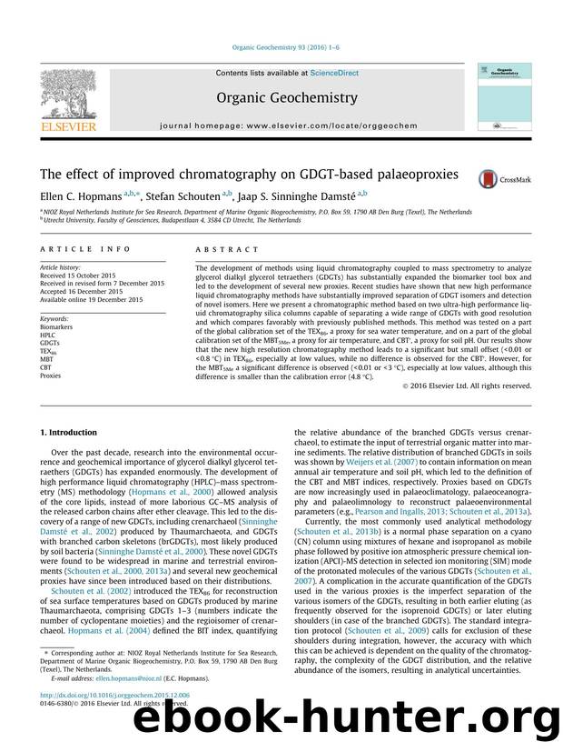The effect of improved chromatography on GDGT-based palaeoproxies by Ellen C. Hopmans & Stefan Schouten & Jaap S. Sinninghe Damsté