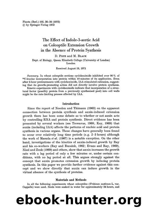 The effect of indole-3-acetic acid on coleoptile extension growth in the absence of protein synthesis by Unknown