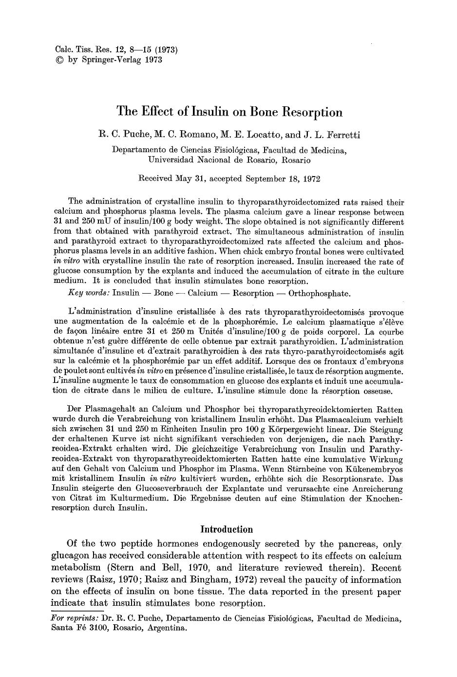 The effect of insulin on bone resorption by Unknown