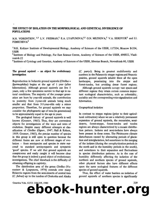 The effect of isolation on the morphological and genetical divergence of populations by Unknown