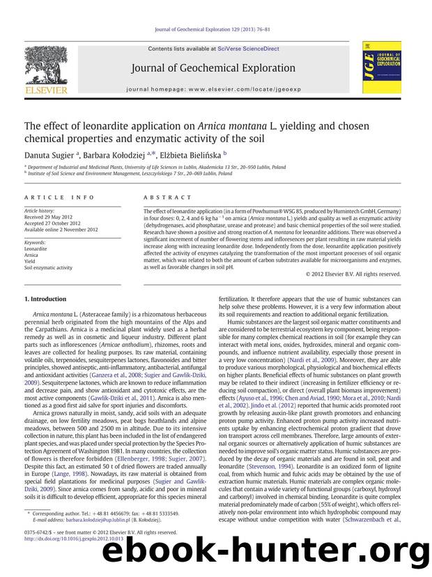 The effect of leonardite application on Arnica montana L. yielding and chosen chemical properties and enzymatic activity of the soil by Danuta Sugier & Barbara Kołodziej & Elżbieta Bielińska