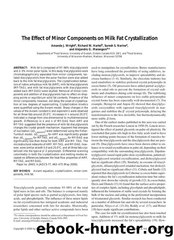 The effect of minor components on milk fat crystallization by Unknown
