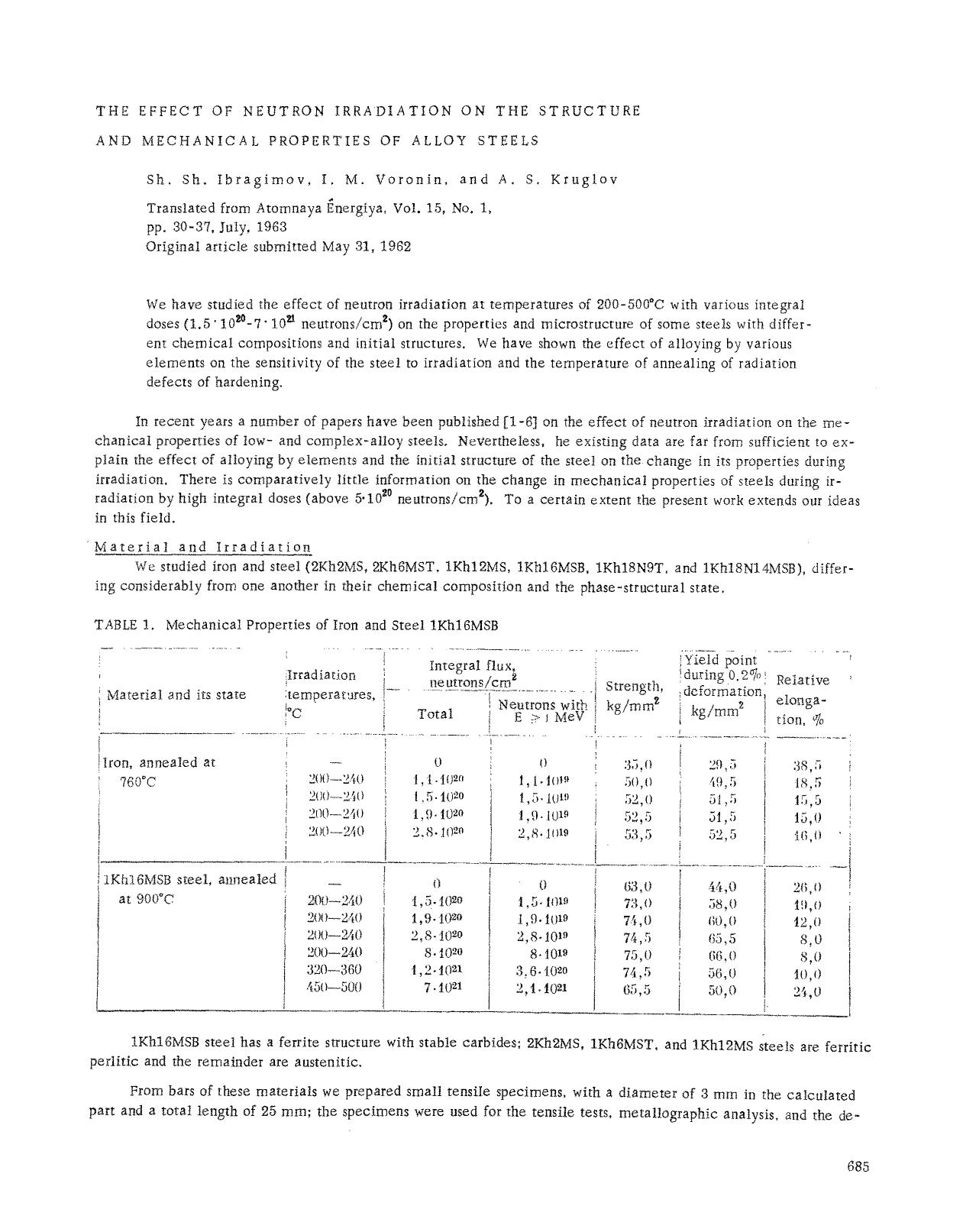 The effect of neutron irradiation on the structure and mechanical properties of alloy steels by Unknown