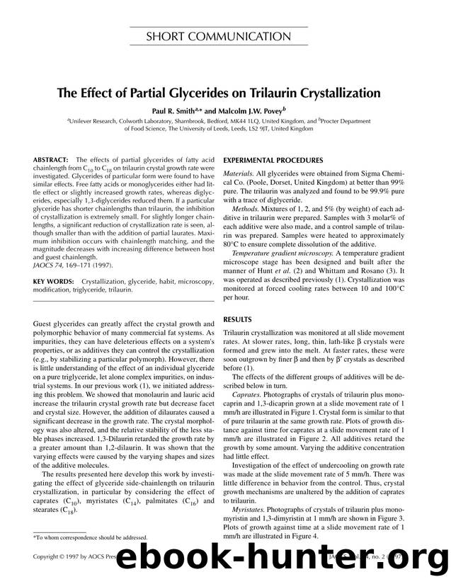 The effect of partial glycerides on trilaurin crystallization by Unknown