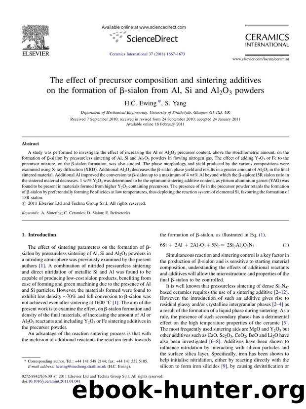 The effect of precursor composition and sintering additives on the formation of ÃÂ²-sialon from Al, Si and Al2O3 powders by H.C. Ewing
