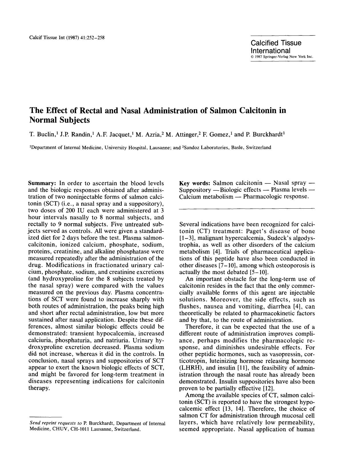 The effect of rectal and nasal administration of salmon calcitonin in normal subjects by Unknown
