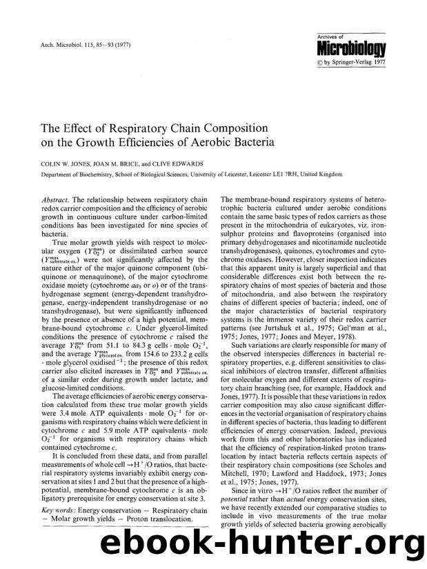 The effect of respiratory chain composition on the growth efficiencies of aerobic bacteria by Unknown