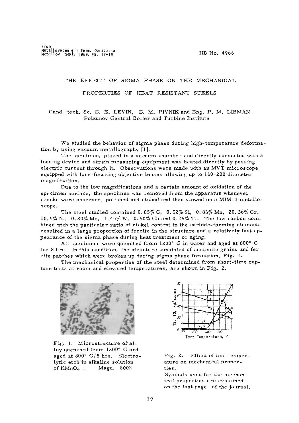 The effect of sigma phase on the mechanical properties of heat resistant steels by Unknown