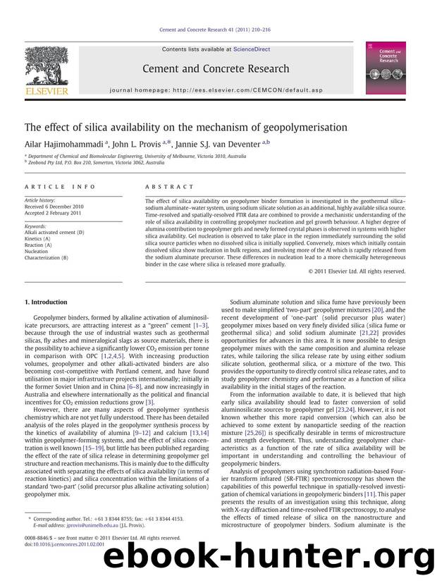 The effect of silica availability on the mechanism of geopolymerisation by Ailar Hajimohammadi & John L. Provis & Jannie S.J. van Deventer