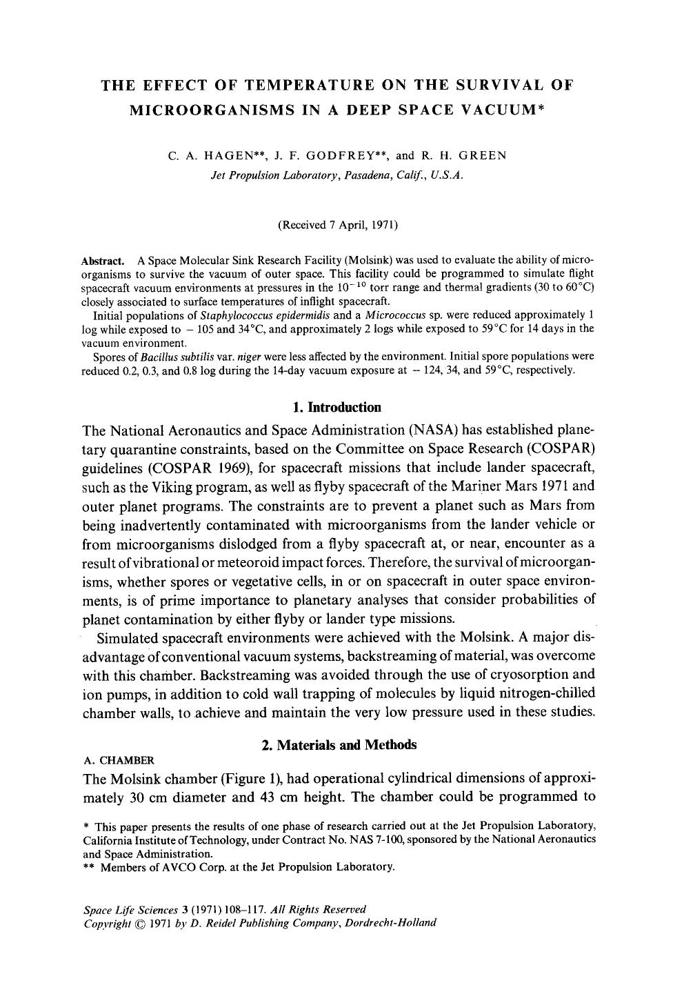 The effect of temperature on the survival of microorganisms in a deep space vacuum by Unknown