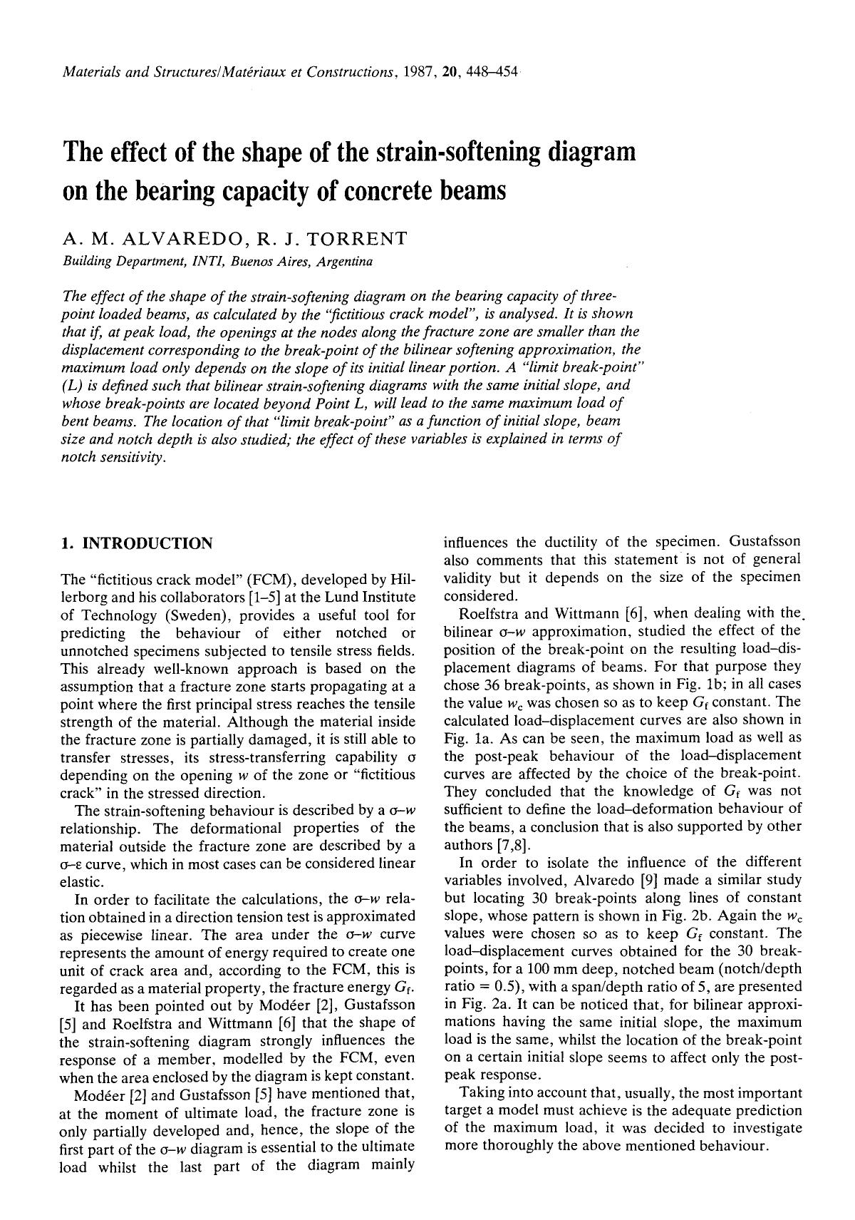 The effect of the shape of the strain-softening diagram on the bearing capacity of concrete beams by Unknown